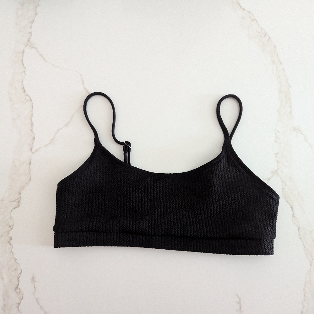 Black scoop neck bikini top